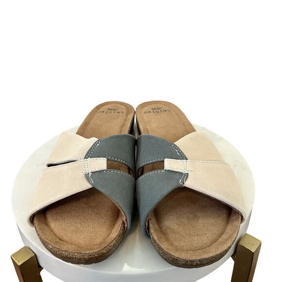 Earth Origins Suede Colorblock Slide Sandals Size 8 Lexi Blue Multi Women's - Picture 2 of 8